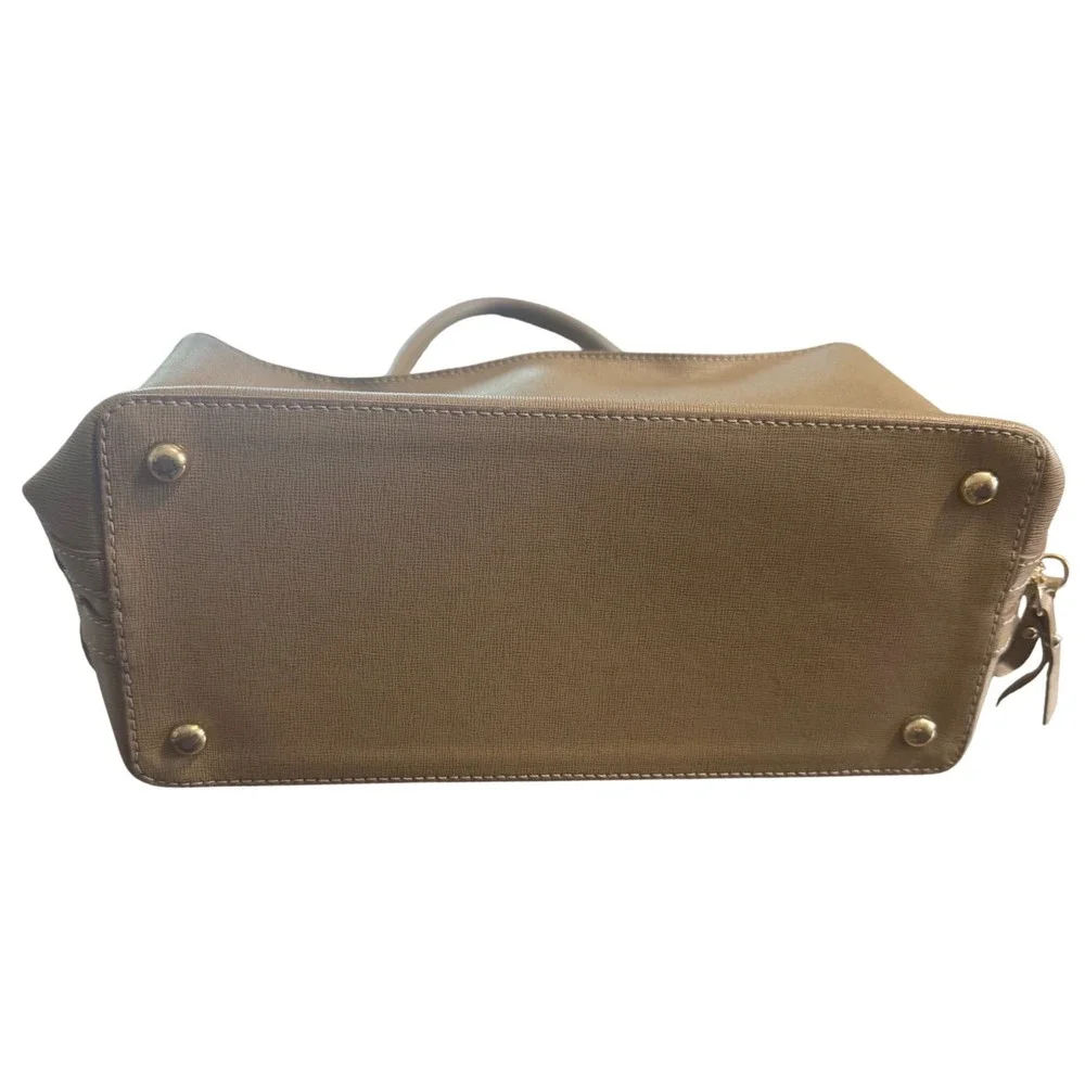 Iacucci Made in Italy Genuine Leather Woven Satchel‎ Taupe Tan